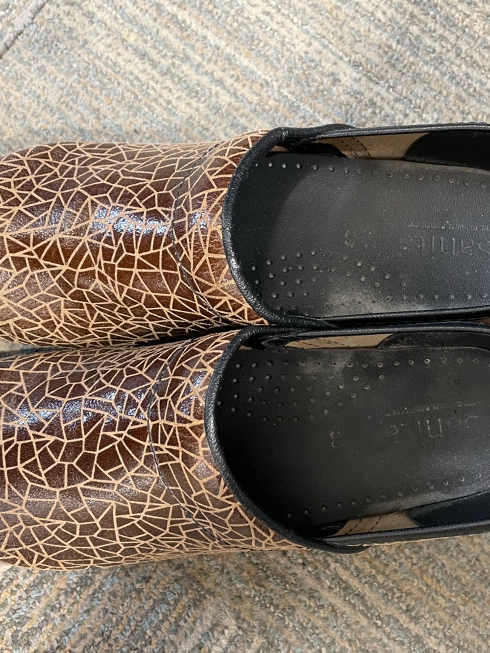 Sanita Brown Crackle Mosaic Slip-On Mules
